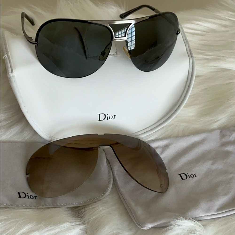 Christian Dior Sunglasses W 2 Interchangeable lenses EUC Includes The Case